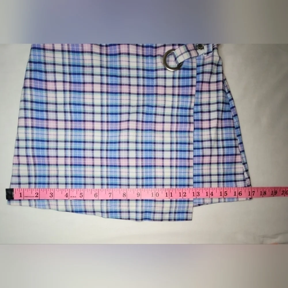 COPY - Justice Blue & Pink Plaid Pull On Mock Wrap Skort Girls Size 10